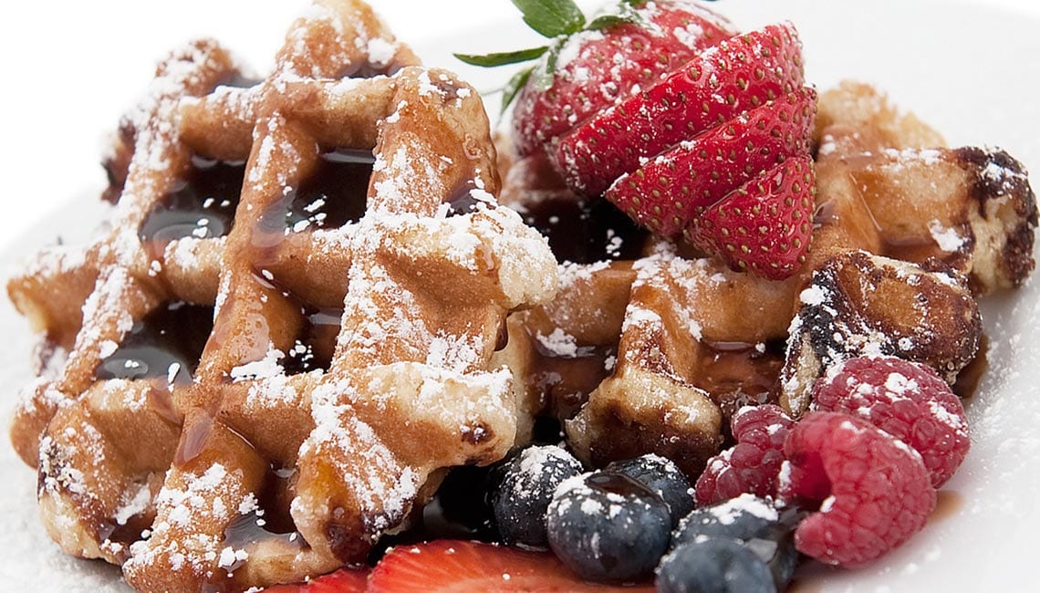 Food photography of waffles