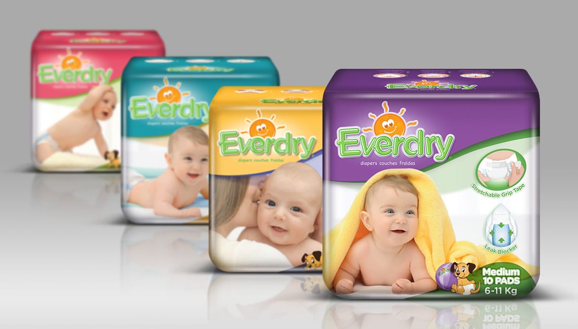 Packaging design for Everdry diapers