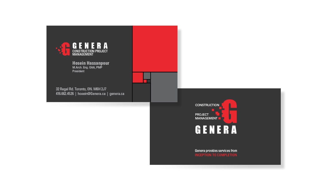 Business cards designed for Toronto Construction professional
