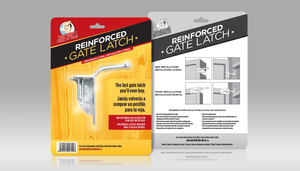 Packaging design for a gate latch