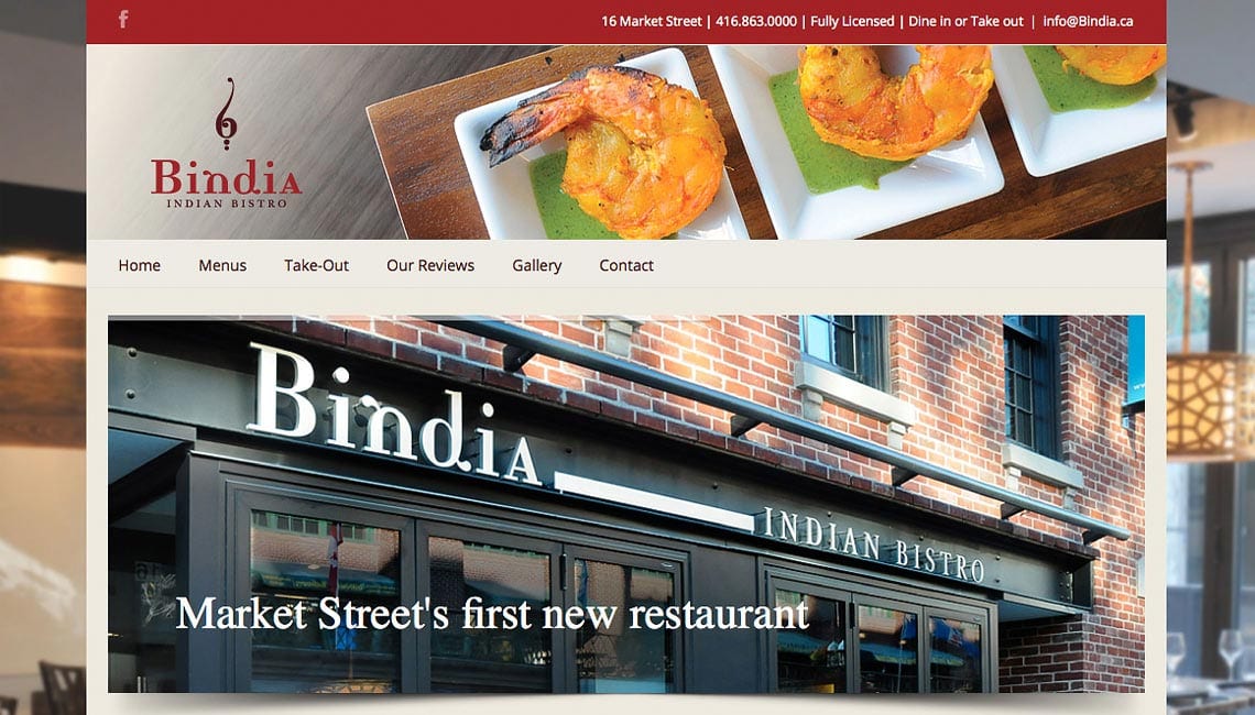 Website design for Toronto restaurant