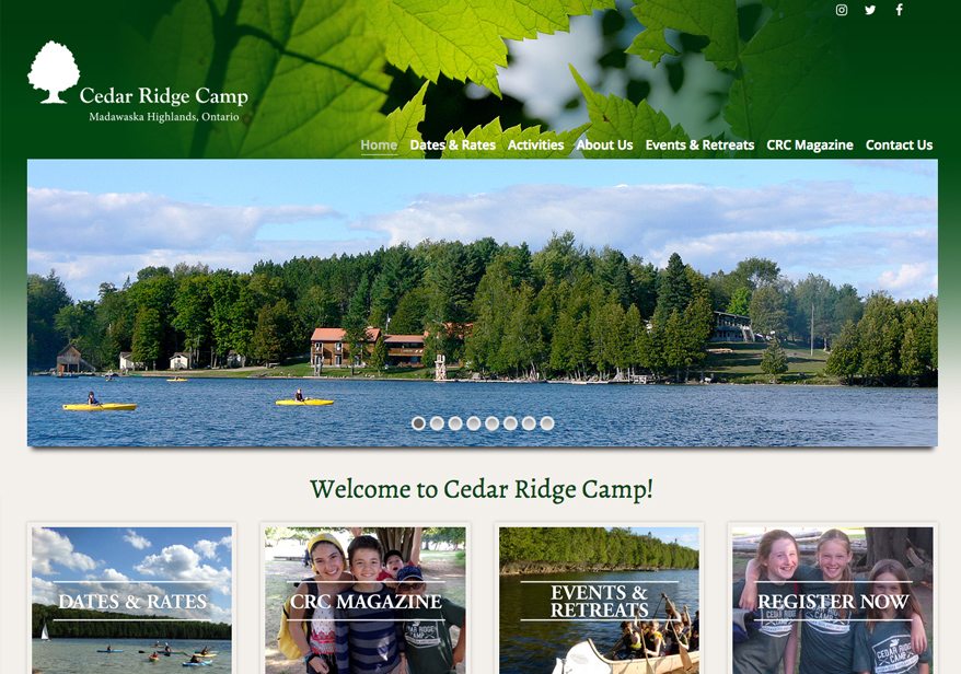 website design for Ontario kids camp