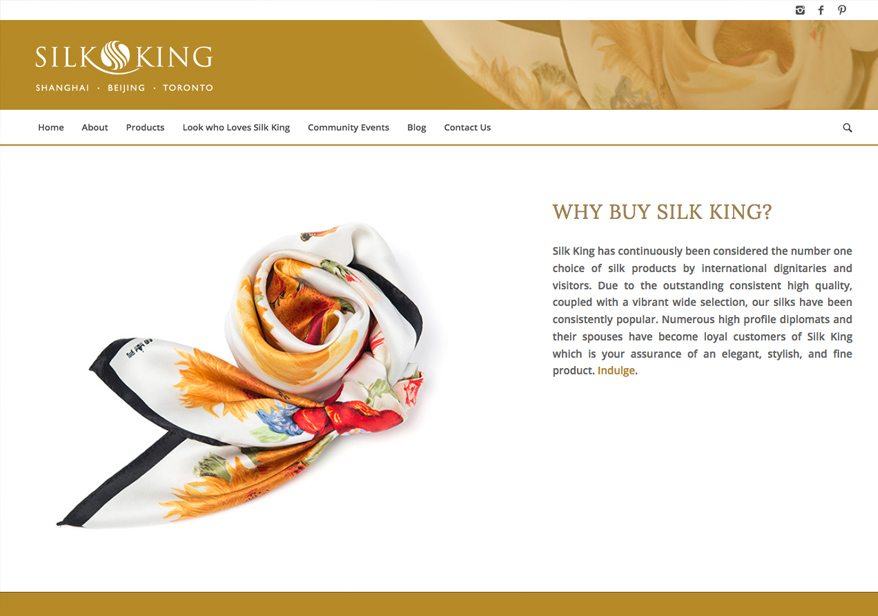 Website design for Silk King scarves