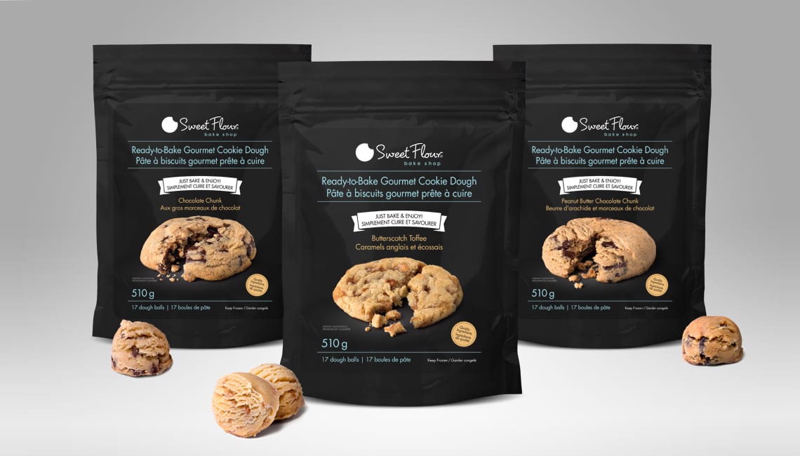 Package design for Sweet Flour cookie dough